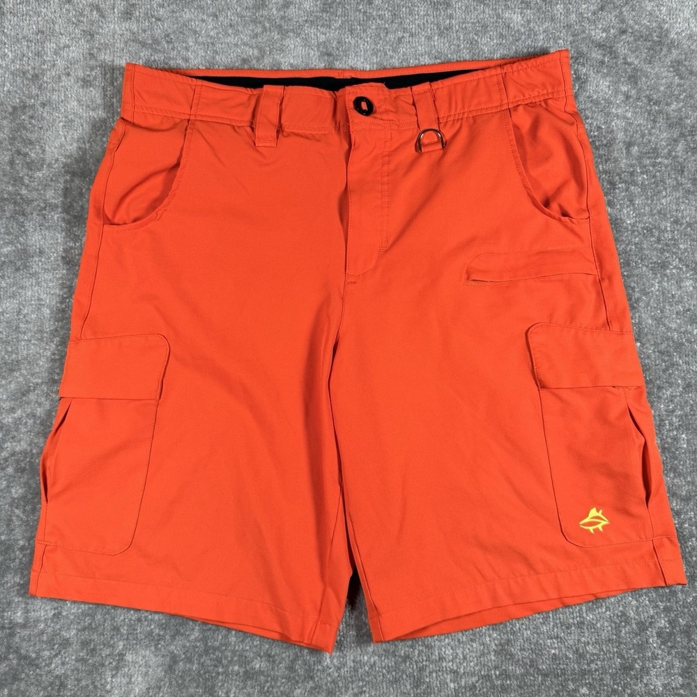 Loco Skailz Shorts Men's 36 Orange Tech Performance Fishing Cargo 10" Inseam